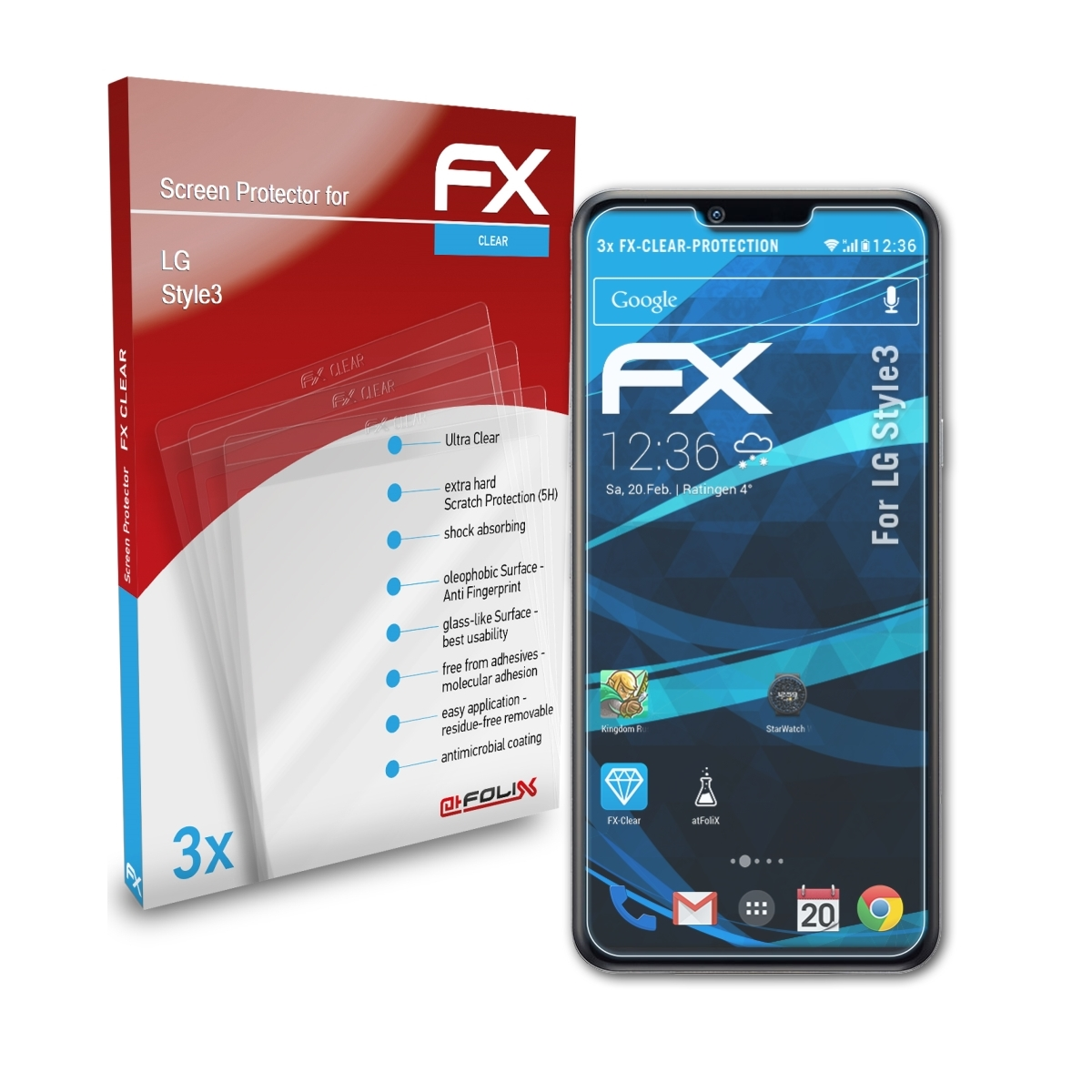 ATFOLIX 3x FX-Clear Style3) LG Displayschutz(für