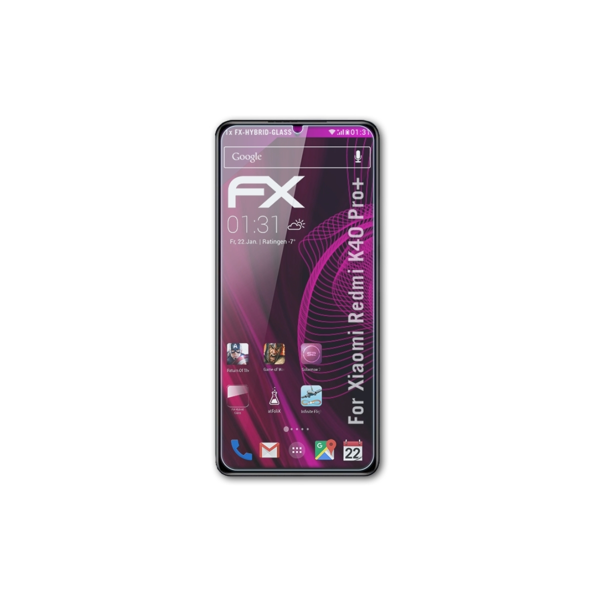 ATFOLIX FX-Hybrid-Glass Schutzglas(für Xiaomi Redmi K40 Pro+)