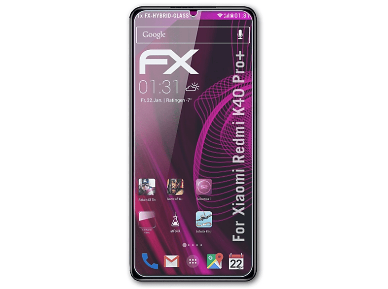 ATFOLIX Schutzglas(für Redmi FX-Hybrid-Glass K40 Xiaomi Pro+)