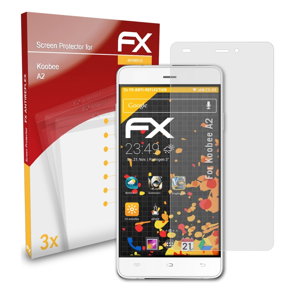 ATFOLIX 3x FX-Antireflex A2) Koobee Displayschutz(für
