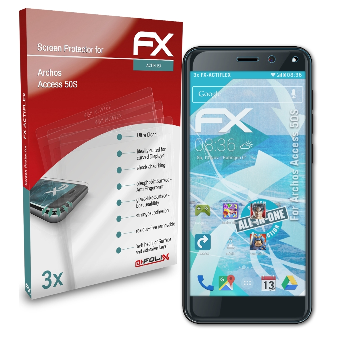 ATFOLIX 3x 50S) FX-ActiFleX Archos Displayschutz(für Access