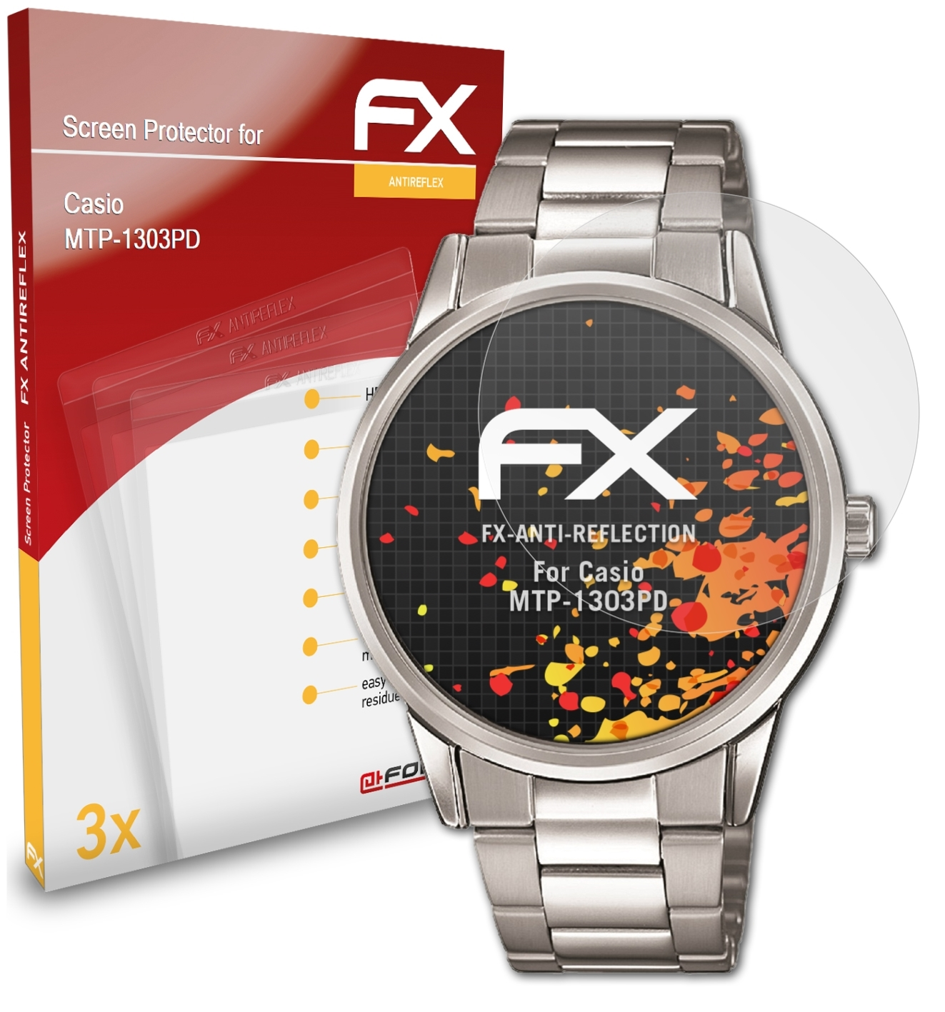 3x FX-Antireflex ATFOLIX Displayschutz(für Casio MTP-1303PD)