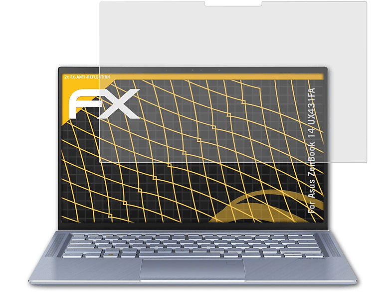 ATFOLIX 2x FX-Antireflex Displayschutz(für Asus ZenBook 14 (UX431FA))