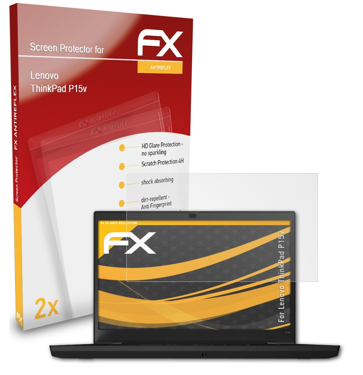 ATFOLIX 2x Displayschutz(für ThinkPad FX-Antireflex P15v) Lenovo