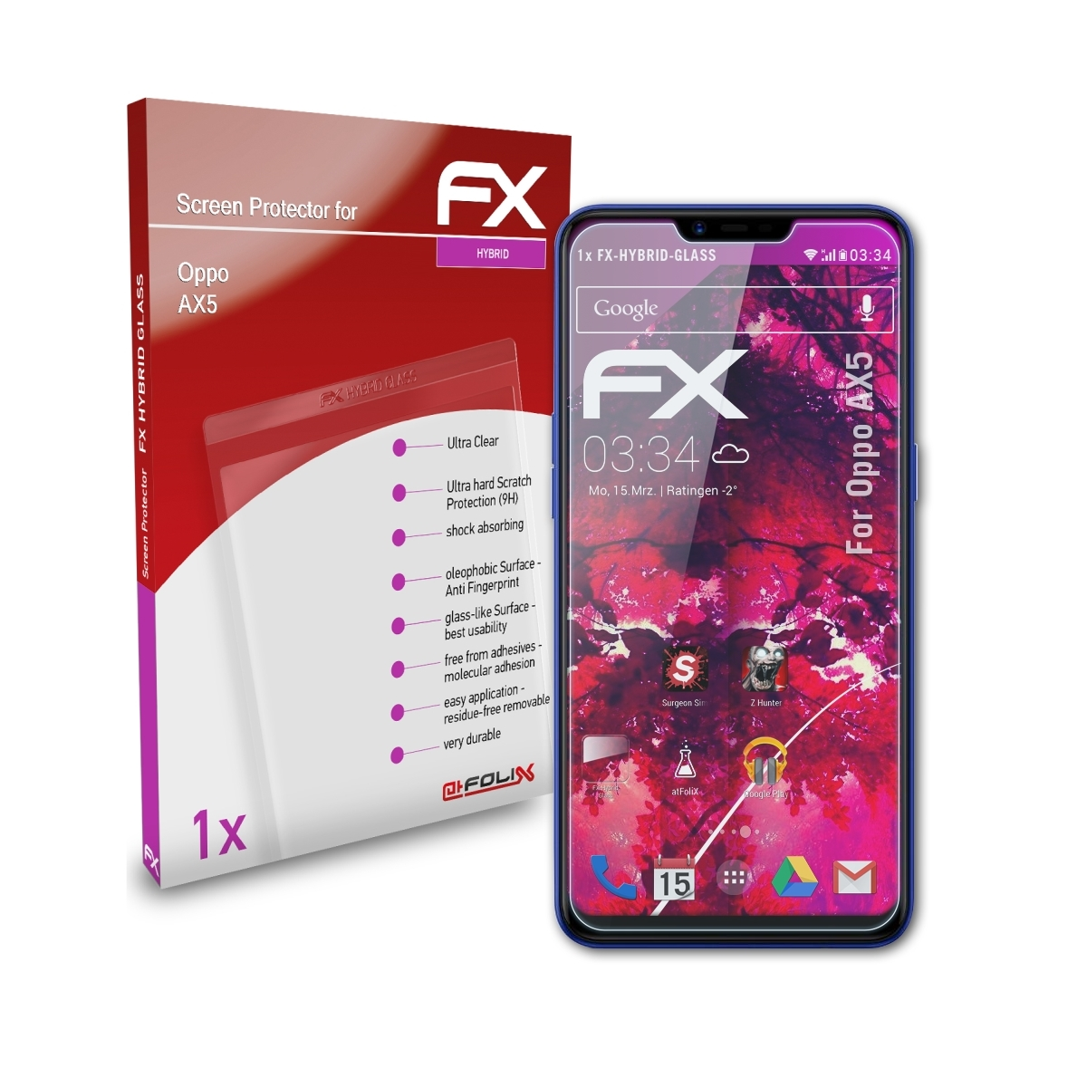 Schutzglas(für Oppo ATFOLIX FX-Hybrid-Glass AX5)