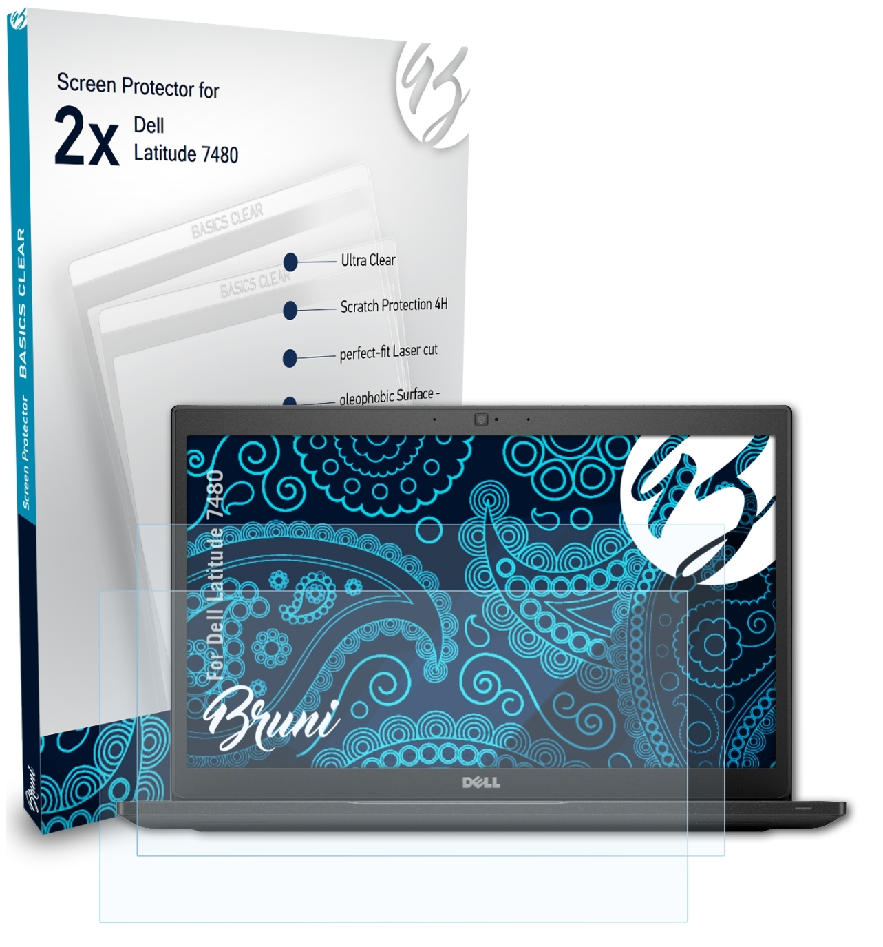 BRUNI 2x Basics-Clear Schutzfolie(für Latitude 7480) Dell