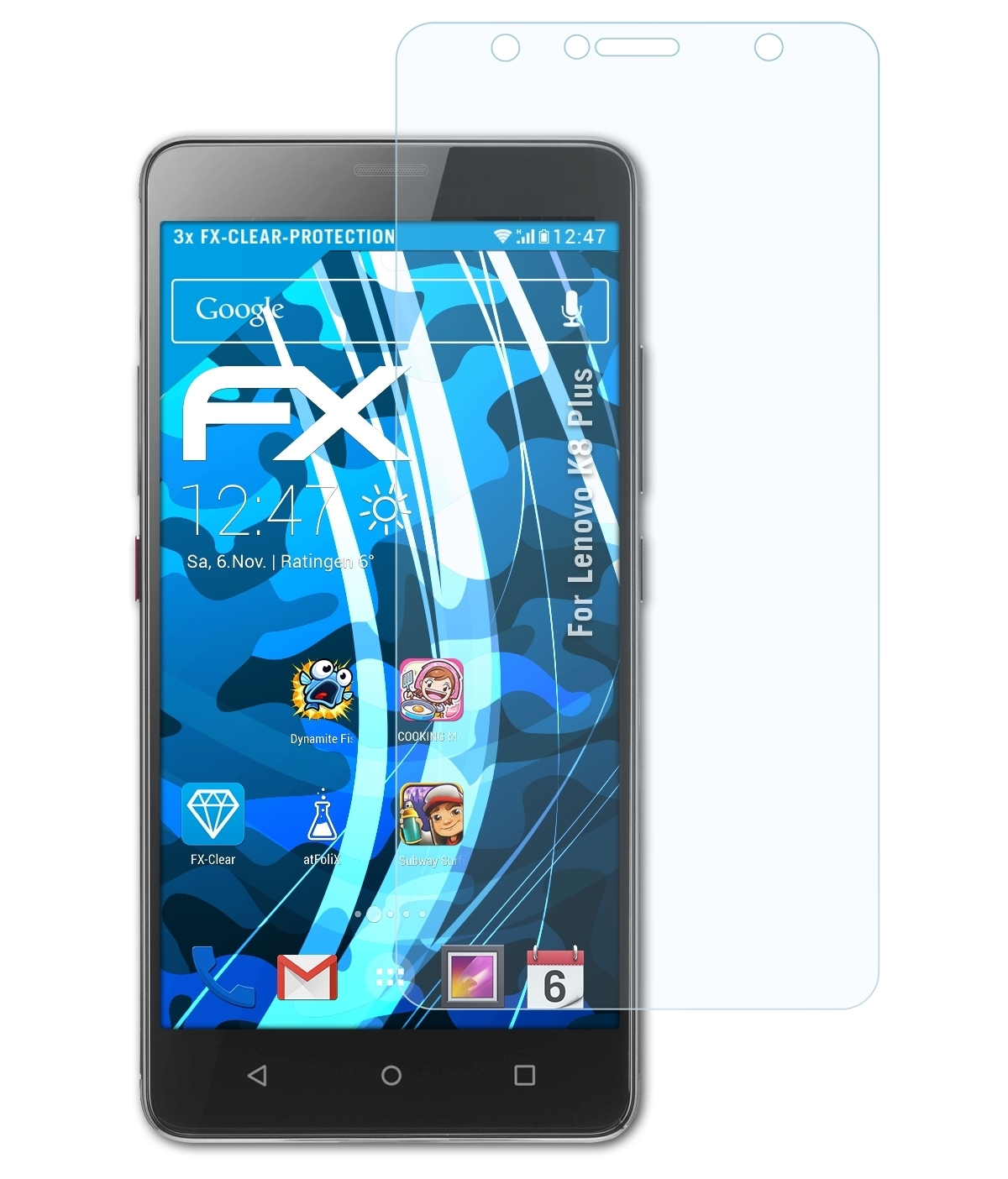 ATFOLIX 3x Displayschutz(für Plus) FX-Clear Lenovo K8