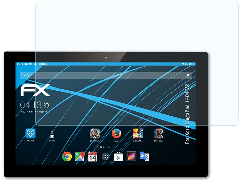 ATFOLIX 2x FX-Clear Displayschutz(für Xoro MegaPad 1404 V2)