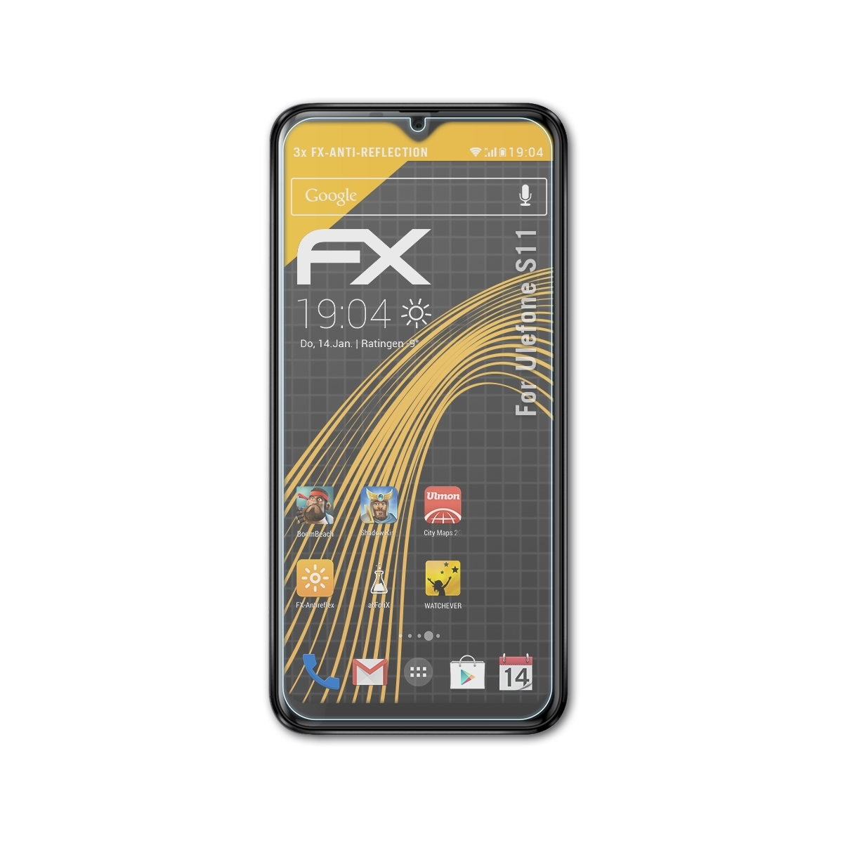 ATFOLIX Ulefone S11) 3x Displayschutz(für FX-Antireflex