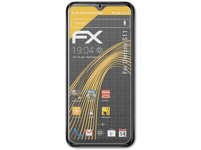 Displayschutz(für ATFOLIX S11) 3x Ulefone FX-Antireflex