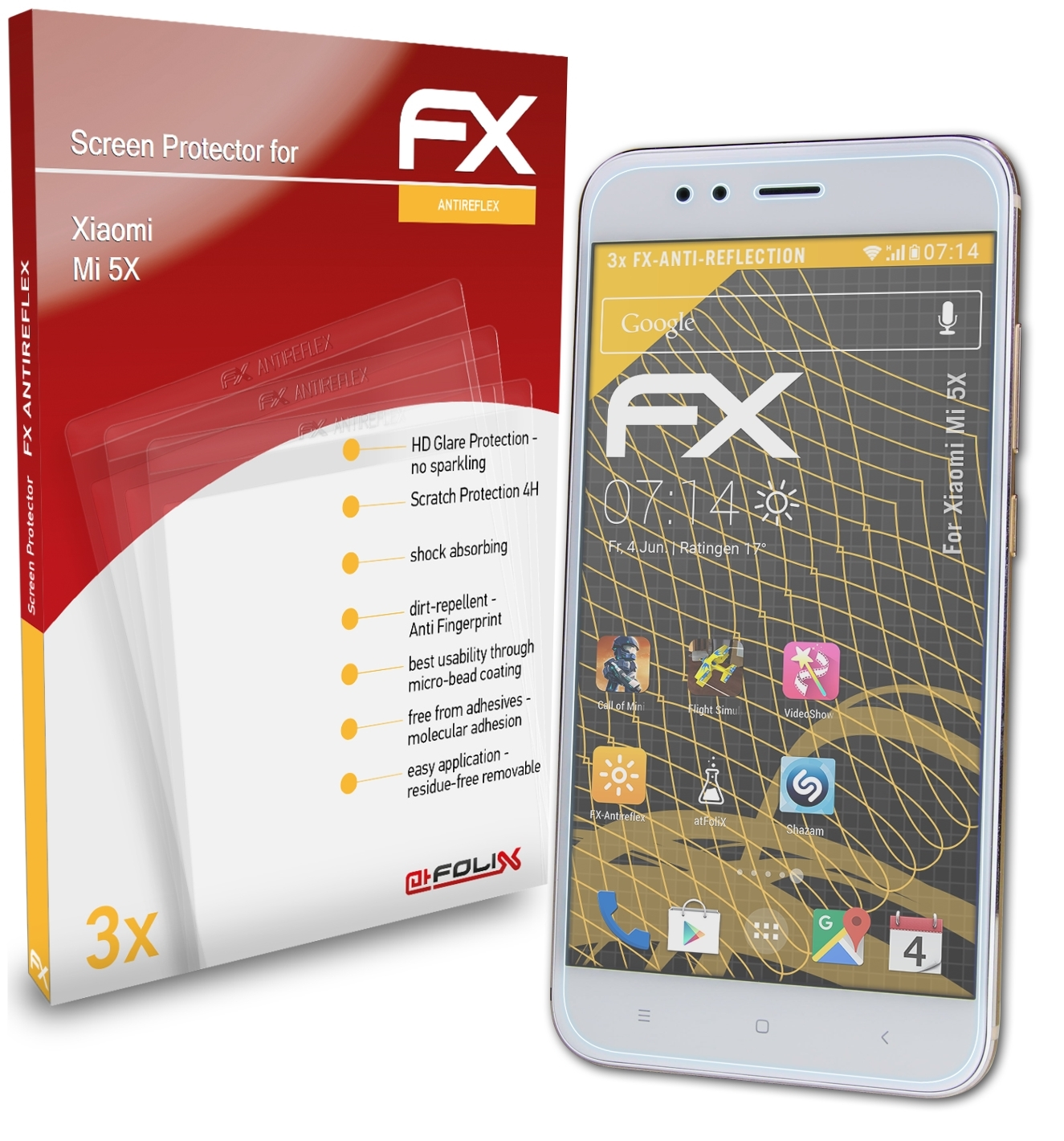Mi Xiaomi ATFOLIX 3x 5X) Displayschutz(für FX-Antireflex