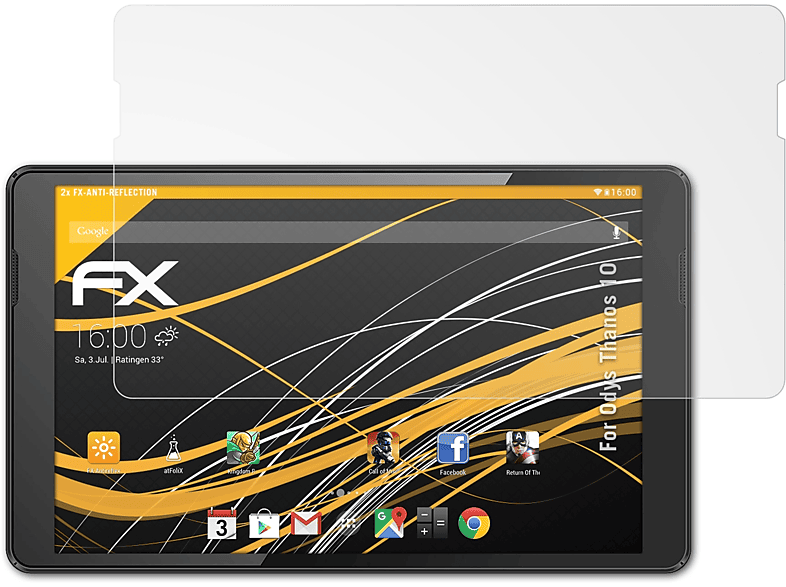 ATFOLIX 2x FX-Antireflex Displayschutz(für Odys Thanos 10)