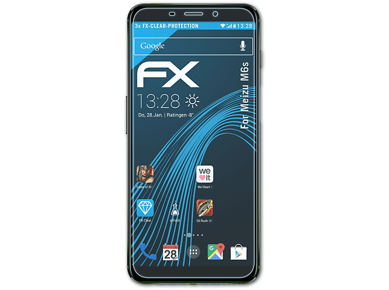ATFOLIX 3x FX-Clear Displayschutz(für Meizu M6s)