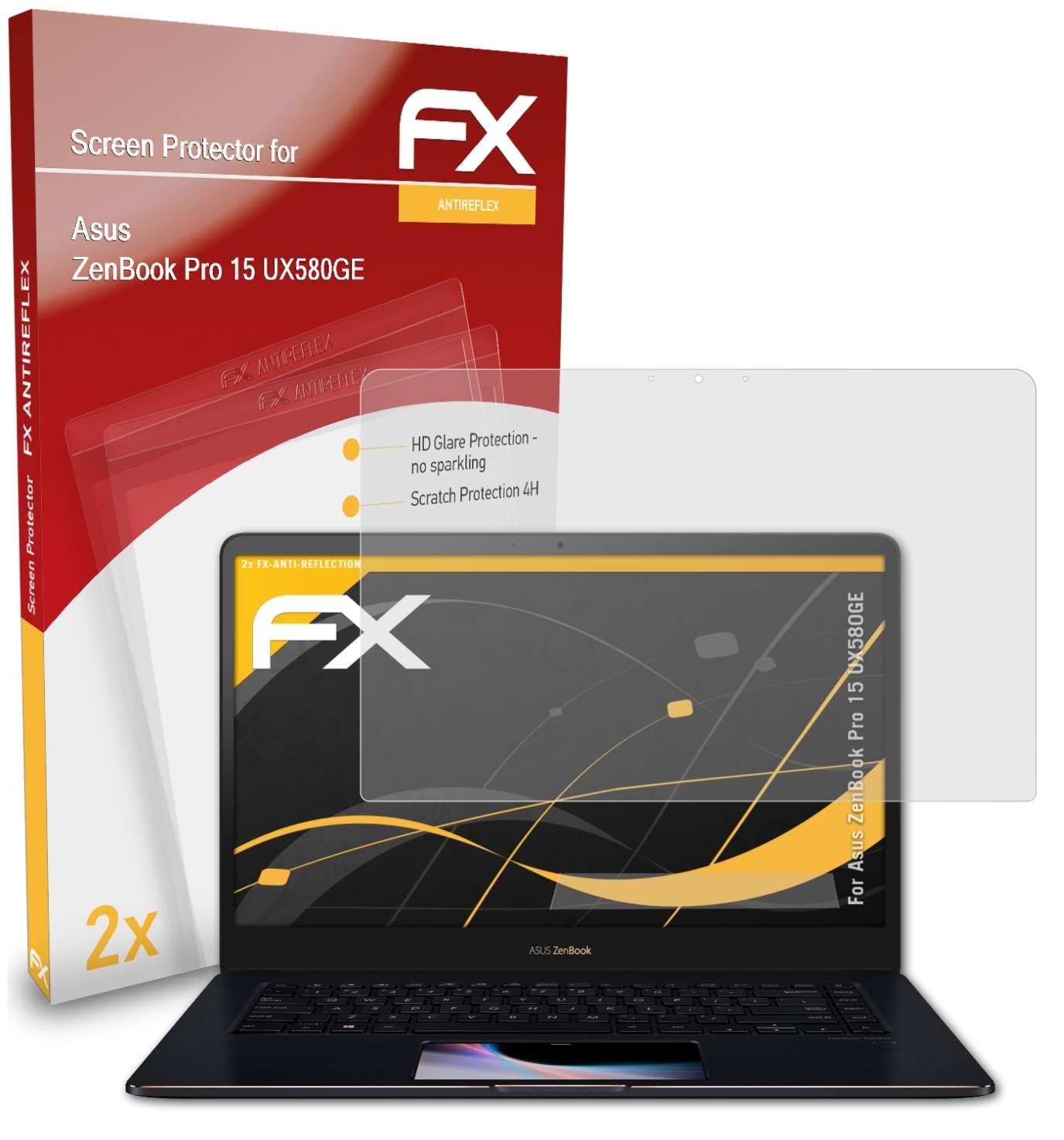 15 Displayschutz(für ZenBook ATFOLIX FX-Antireflex (UX580GE)) 2x Asus Pro