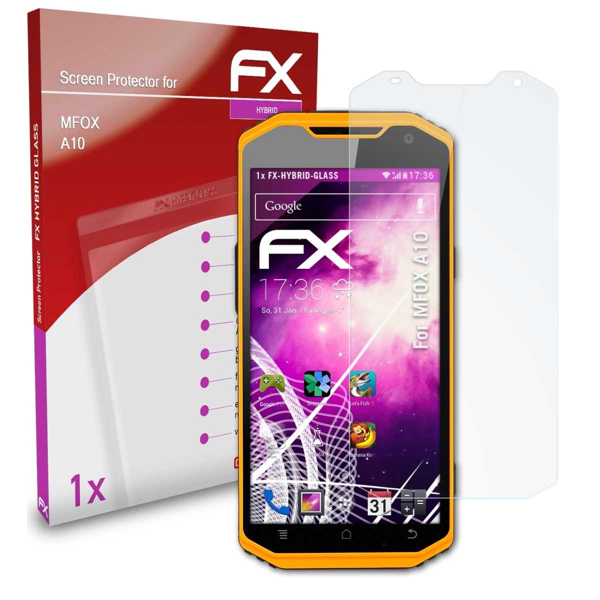 A10) MFOX FX-Hybrid-Glass ATFOLIX Schutzglas(für