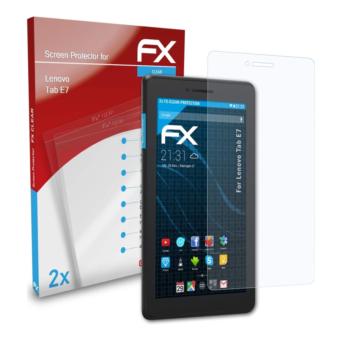 ATFOLIX 2x FX-Clear Displayschutz(für Tab E7) Lenovo