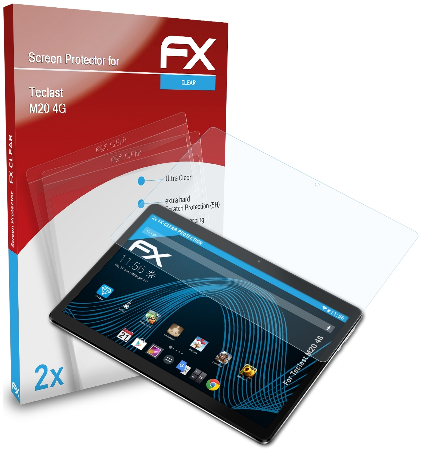 ATFOLIX 2x M20 Teclast Displayschutz(für 4G) FX-Clear
