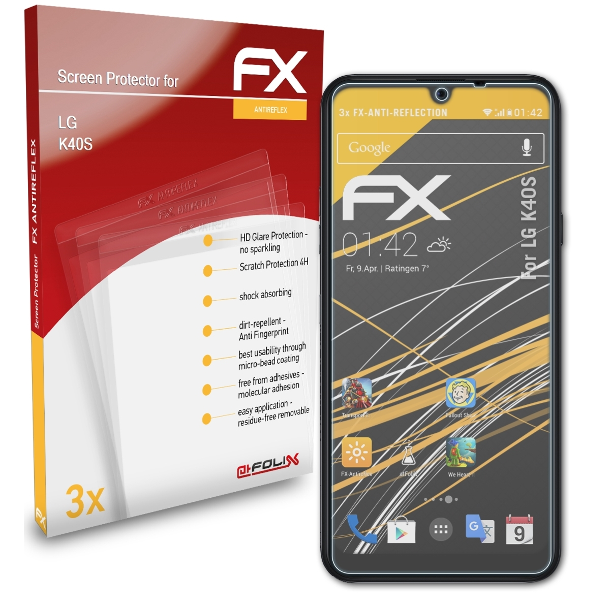 3x K40S) LG FX-Antireflex Displayschutz(für ATFOLIX