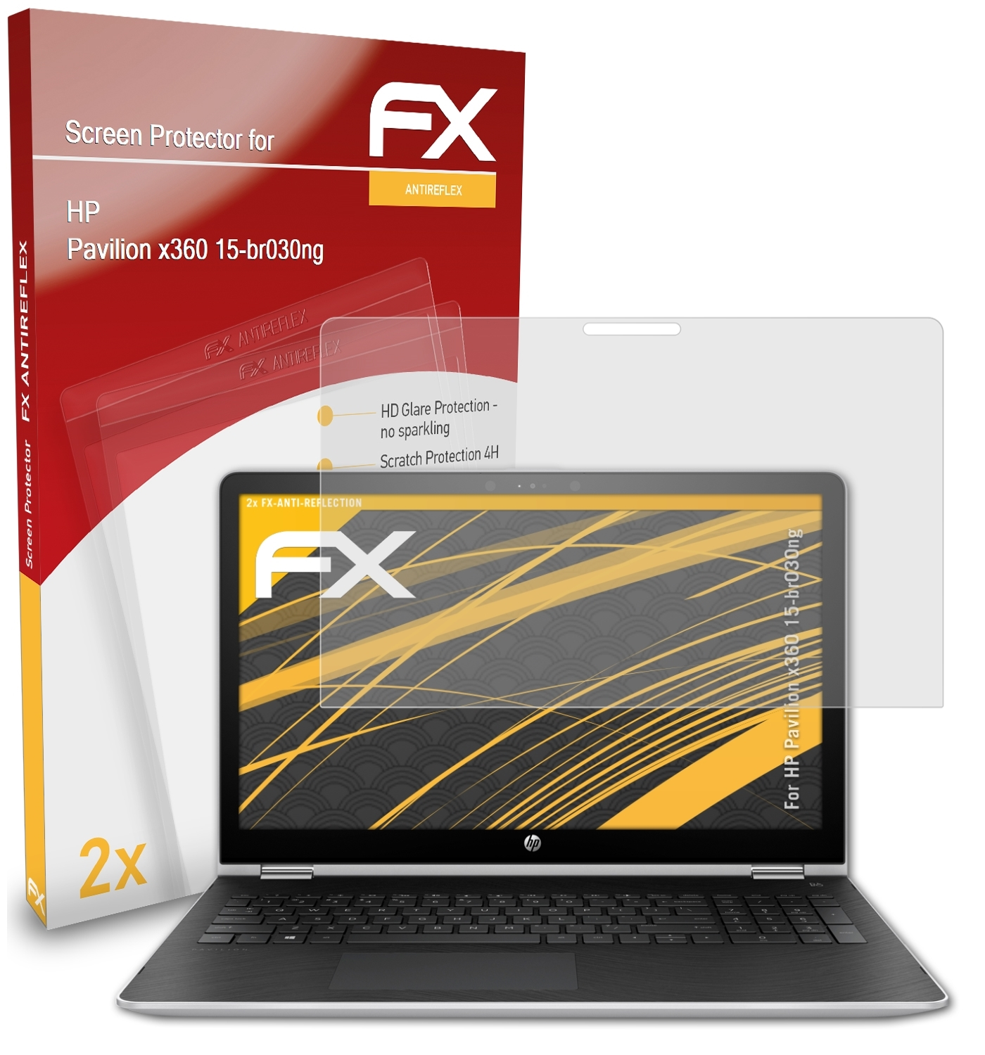 ATFOLIX 2x FX-Antireflex x360 Pavilion HP 15-br030ng) Displayschutz(für