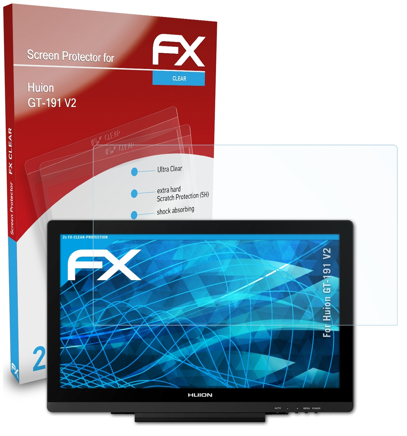 V2) FX-Clear Huion 2x ATFOLIX Displayschutz(für GT-191