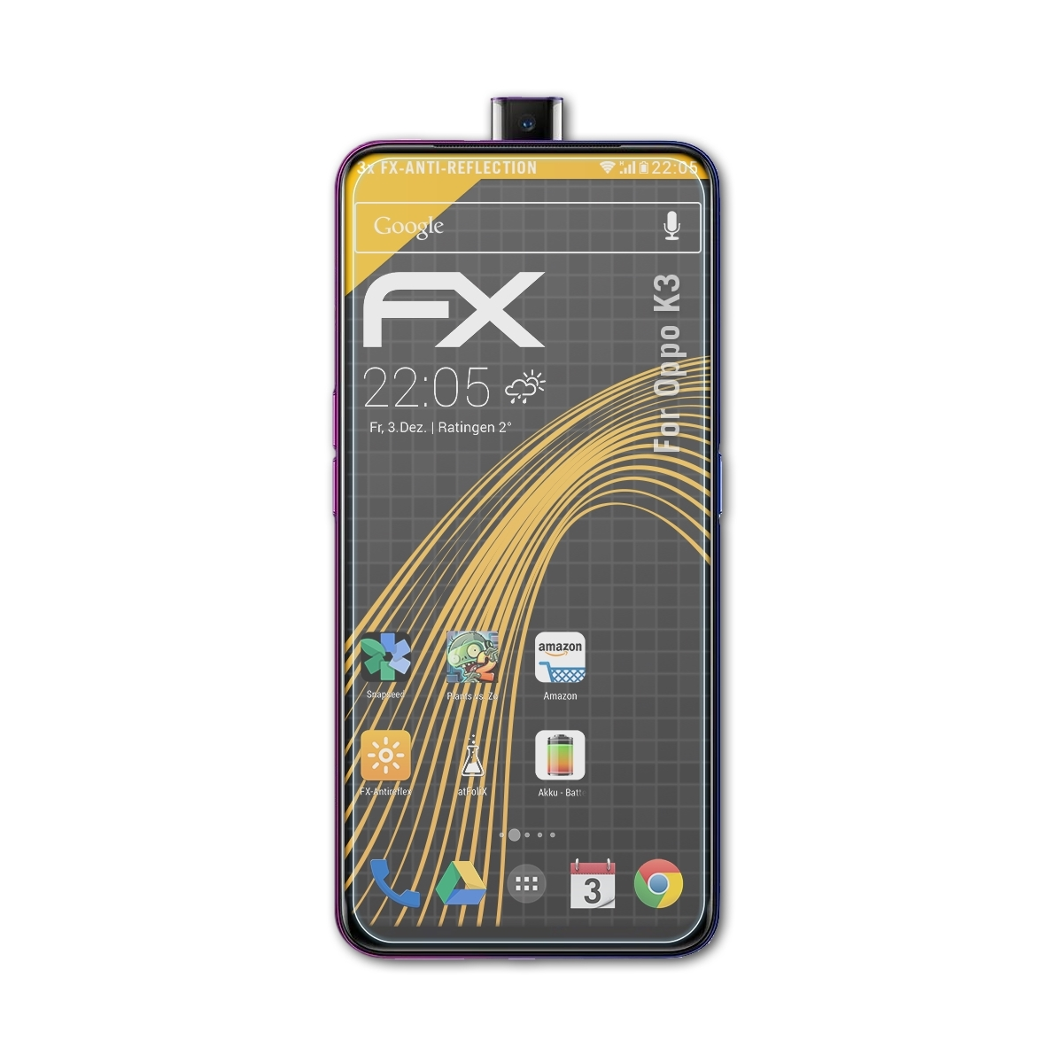 K3) 3x ATFOLIX Displayschutz(für FX-Antireflex Oppo