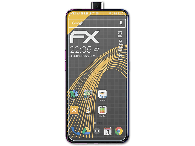 ATFOLIX 3x FX-Antireflex Displayschutz(für Oppo K3)