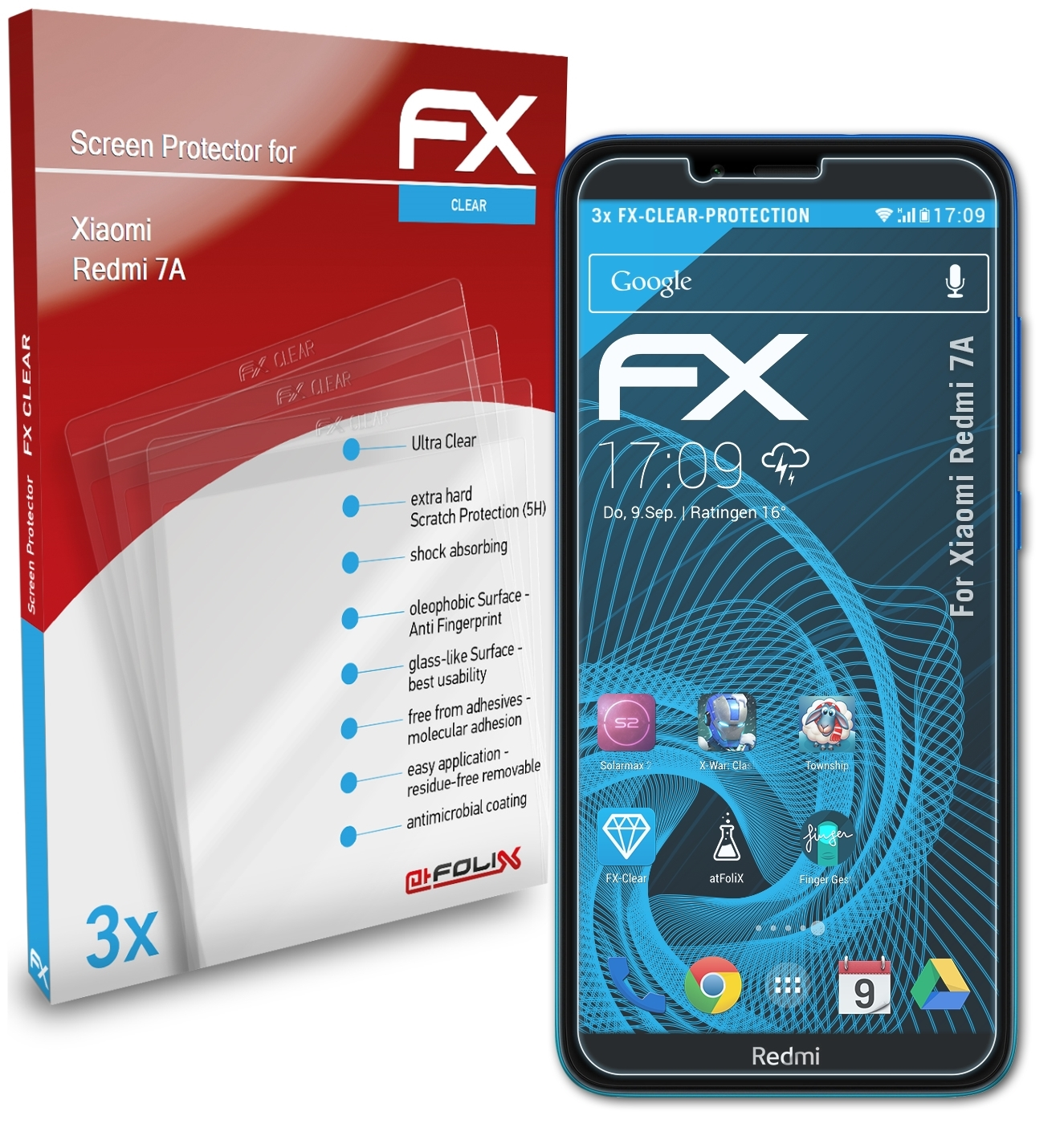ATFOLIX 3x FX-Clear 7A) Redmi Xiaomi Displayschutz(für