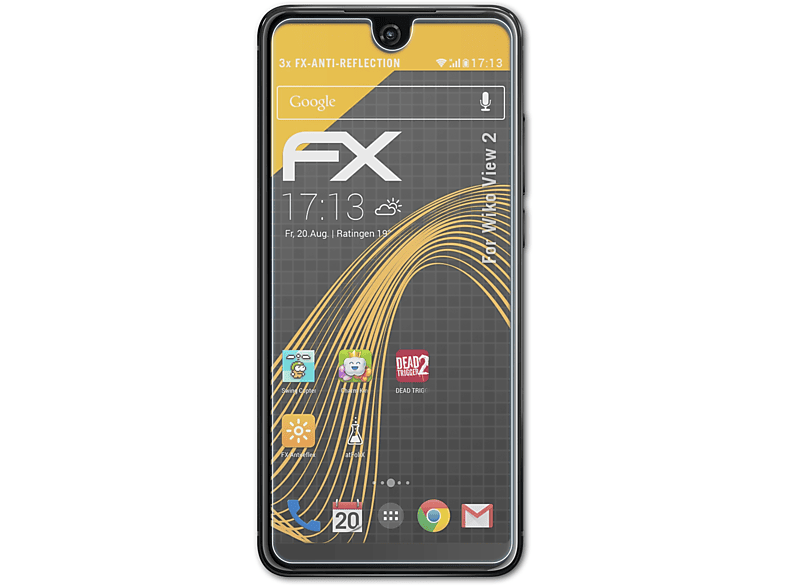 ATFOLIX 3x FX-Antireflex Displayschutz(für Wiko View 2)
