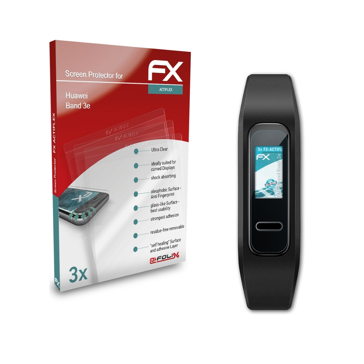 FX-ActiFleX Band 3e) 3x Displayschutz(für Huawei ATFOLIX