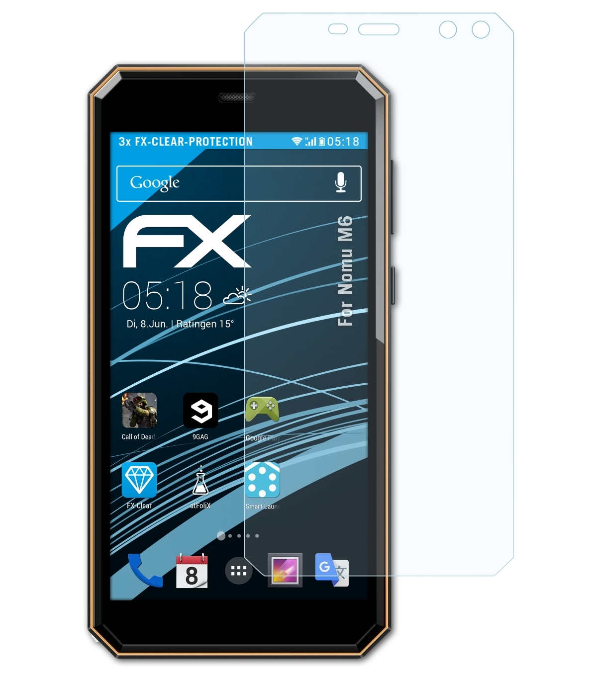 ATFOLIX Nomu FX-Clear Displayschutz(für 3x M6)