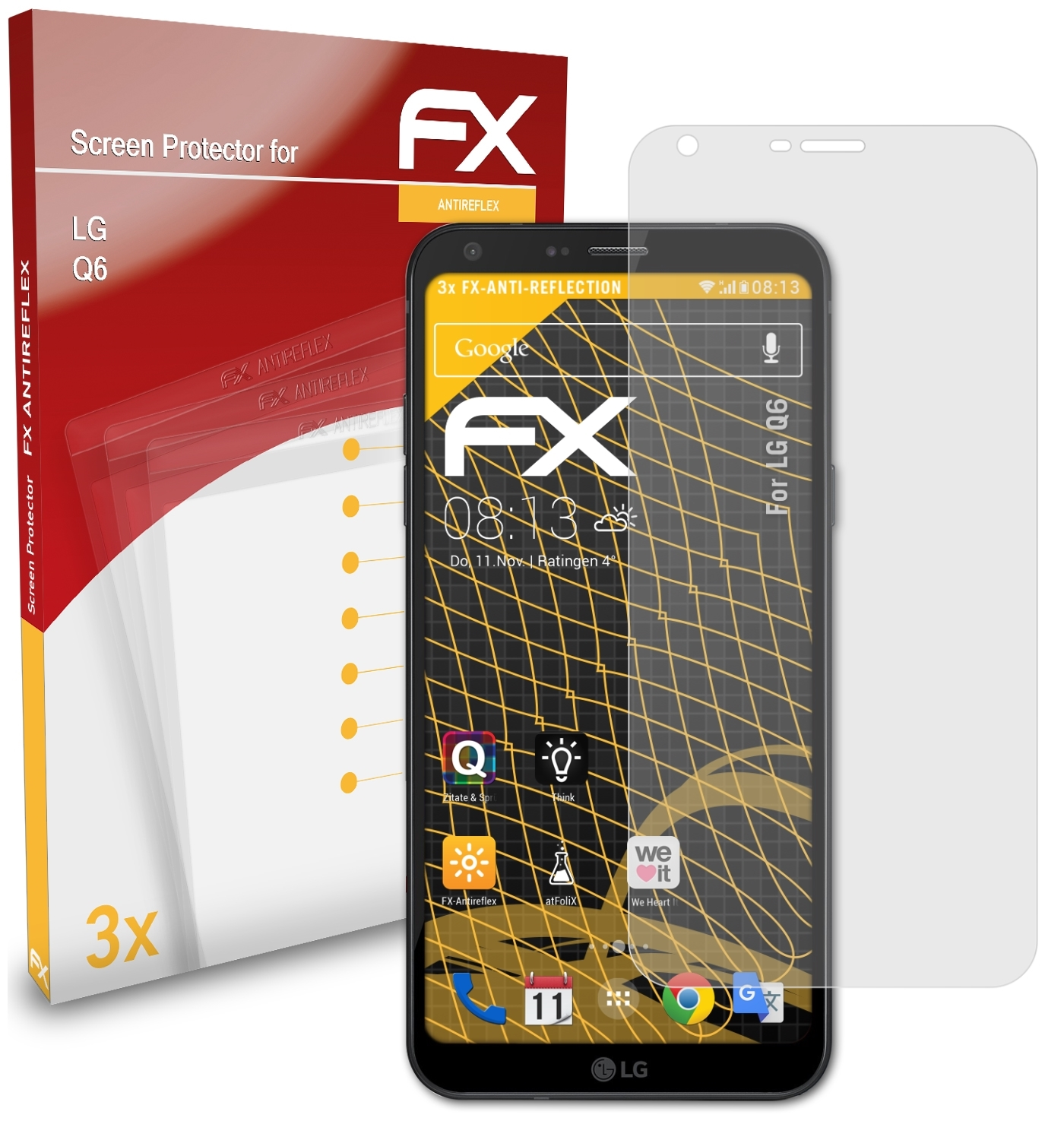 3x FX-Antireflex Displayschutz(für ATFOLIX LG Q6)
