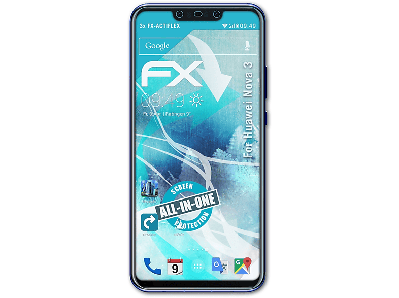 ATFOLIX 3x FX-ActiFleX Displayschutz(für Huawei Nova 3)