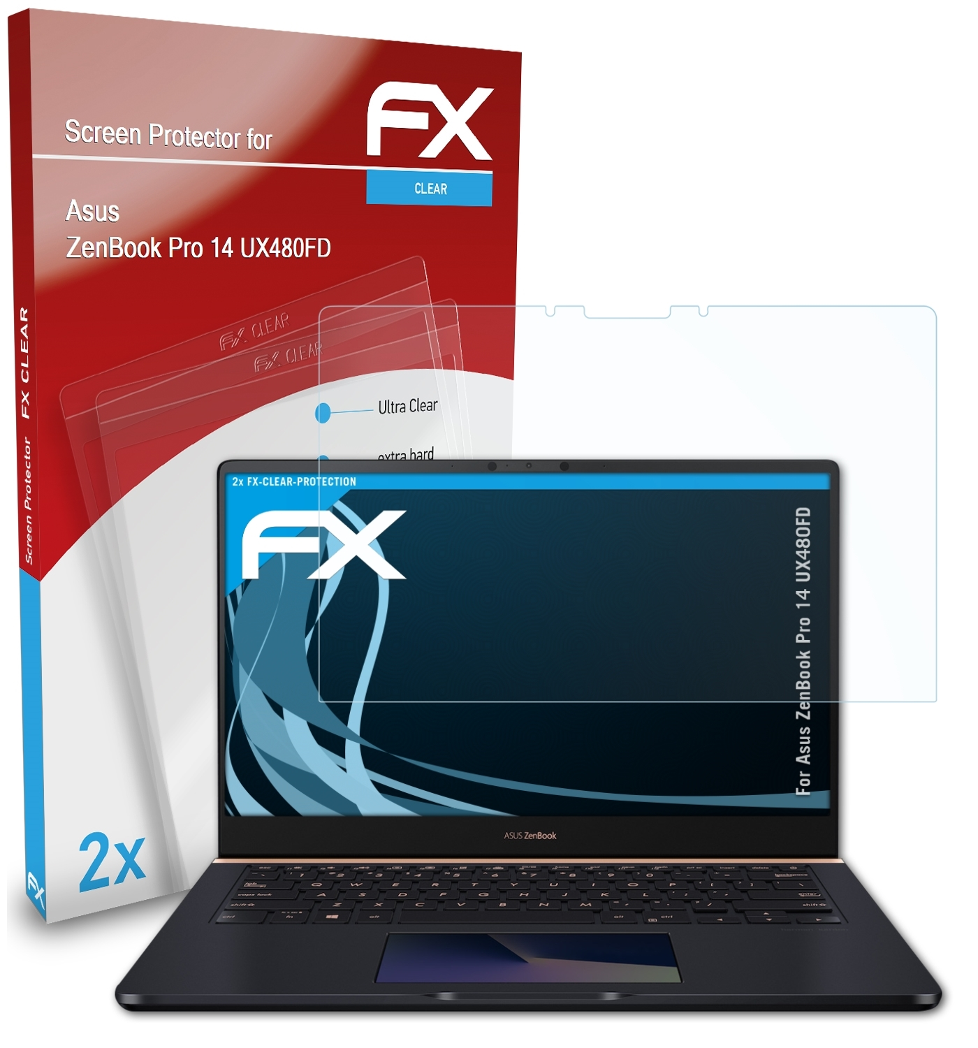 (UX480FD)) ATFOLIX Asus ZenBook Pro 14 FX-Clear 2x Displayschutz(für