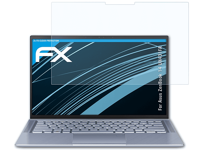 ATFOLIX 2x FX-Clear ZenBook Asus Displayschutz(für (UX431FA)) 14