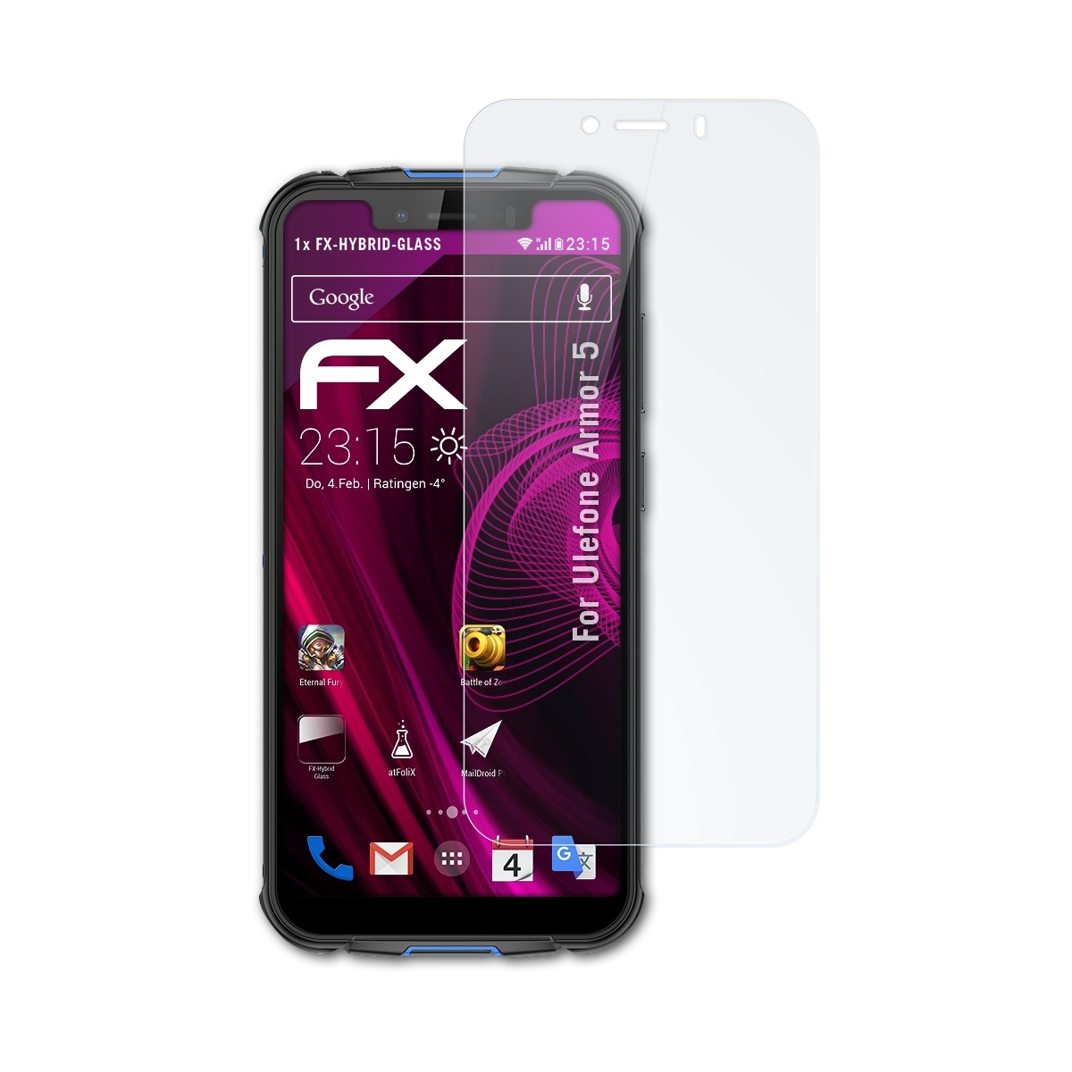ATFOLIX Armor FX-Hybrid-Glass Ulefone 5) Schutzglas(für