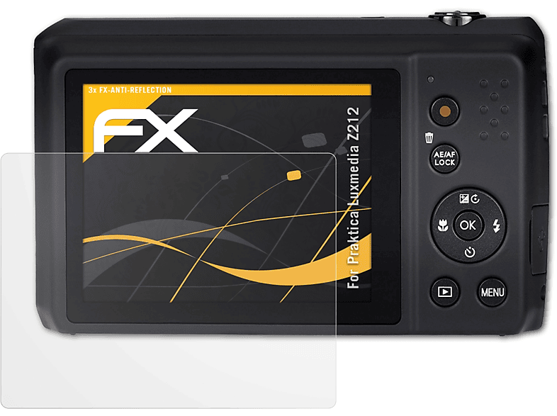 ATFOLIX 3x FX-Antireflex Displayschutz(für Praktica Luxmedia Z212) | Kamera Schutzfolie
