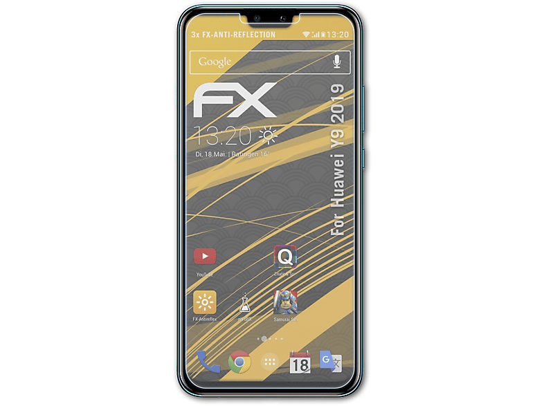 ATFOLIX 3x Y9 (2019)) Displayschutz(für Huawei FX-Antireflex