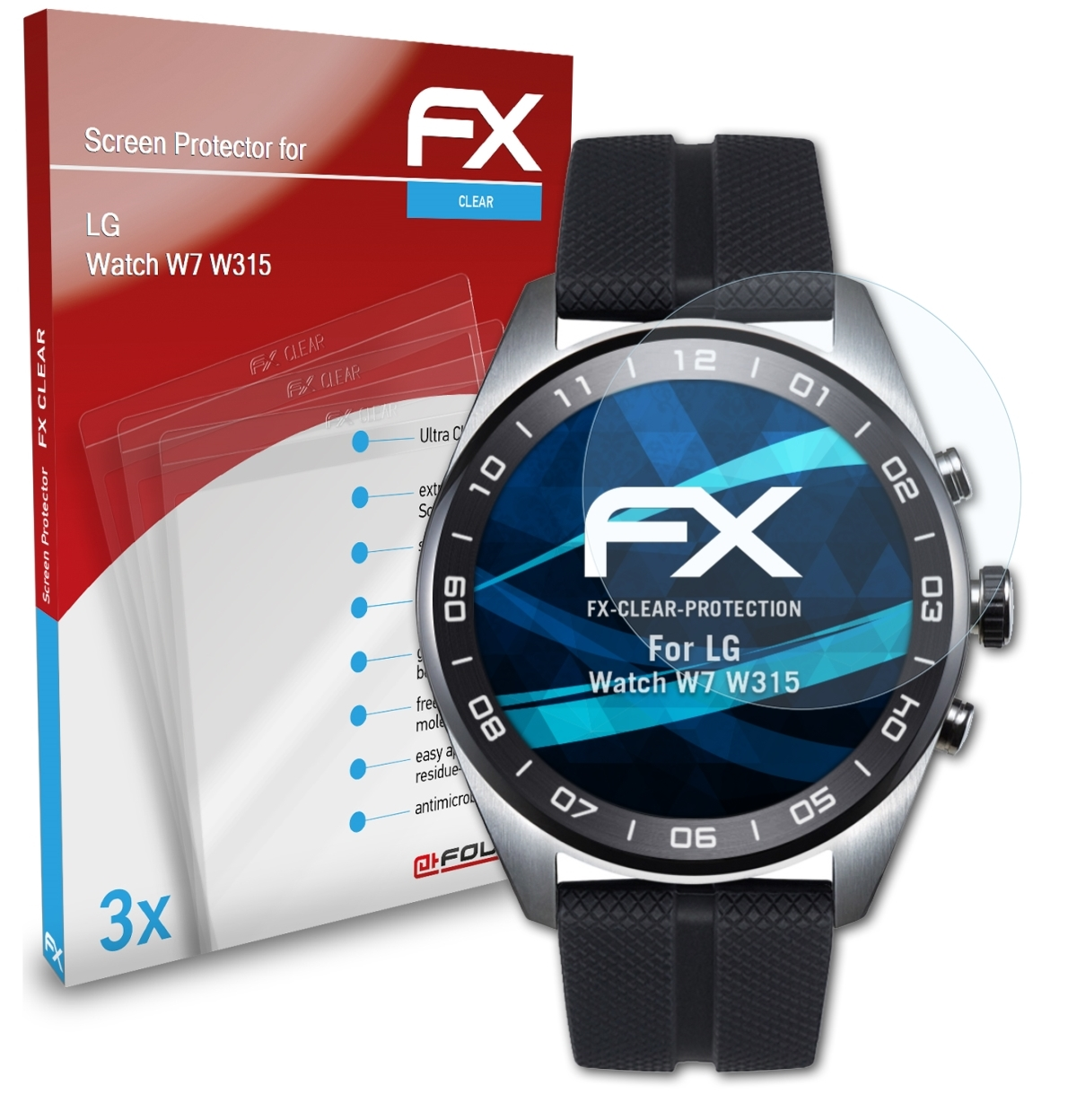 ATFOLIX 3x FX-Clear Displayschutz(für Watch (W315)) LG W7