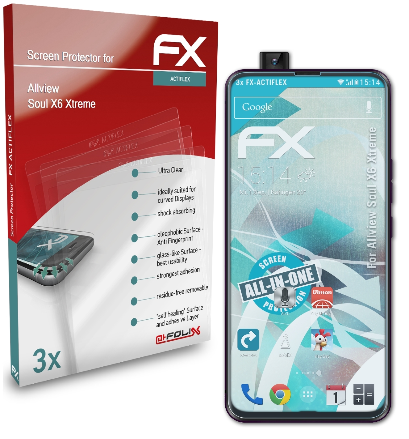 ATFOLIX 3x FX-ActiFleX Displayschutz(für X6 Allview Xtreme) Soul