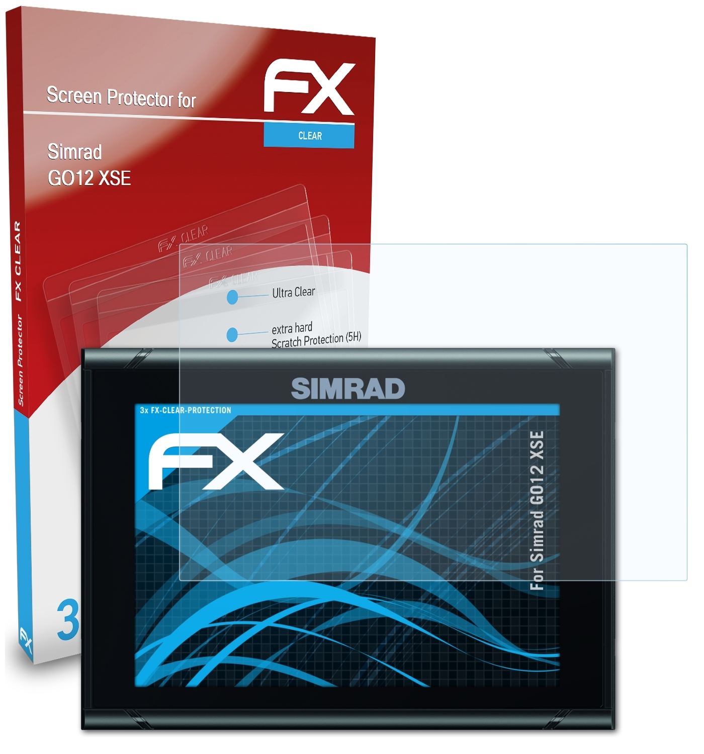 3x XSE) Simrad ATFOLIX GO12 FX-Clear Displayschutz(für