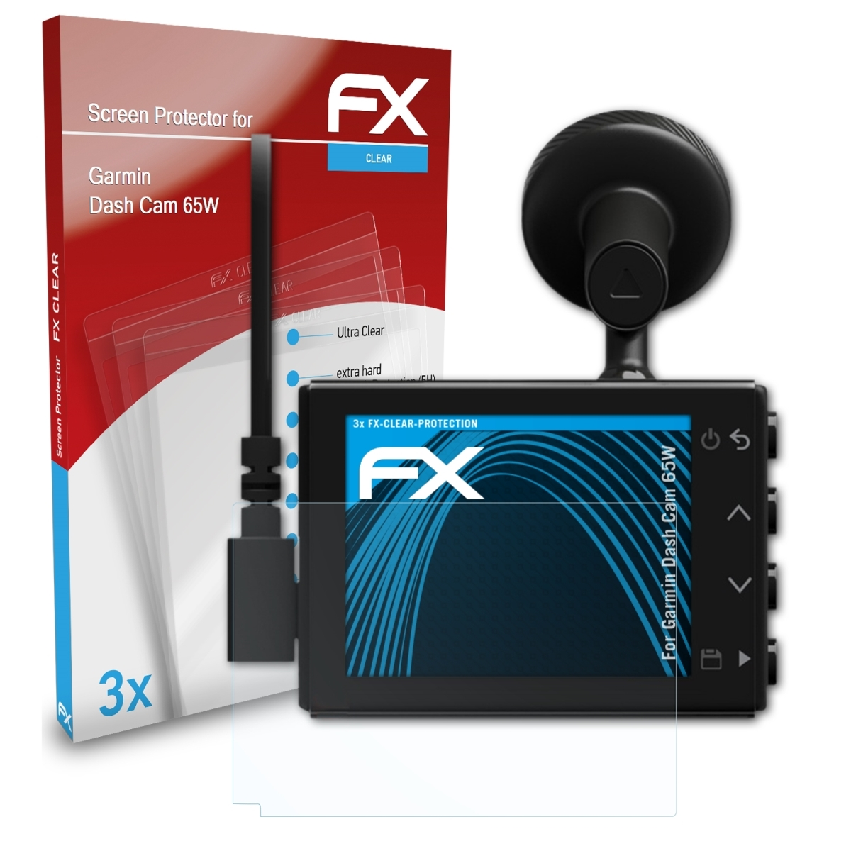 Garmin ATFOLIX Dash 3x 65W) Displayschutz(für Cam FX-Clear