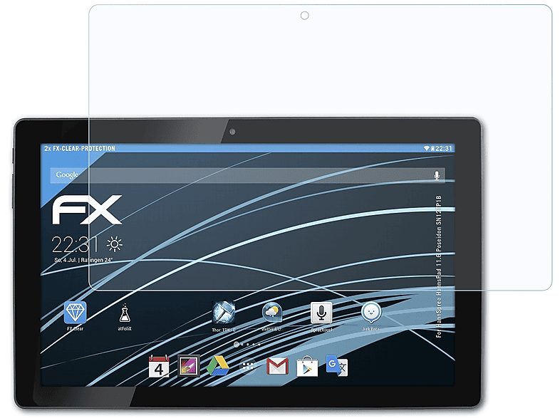ATFOLIX 2x FX-Clear Displayschutz(für HannsPad HannSpree 11.6 (SN12TP1B)) Poseidon
