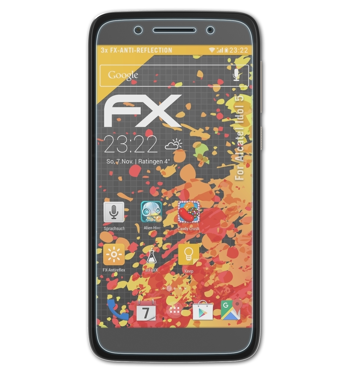ATFOLIX 3x FX-Antireflex Displayschutz(für Alcatel 5) Idol