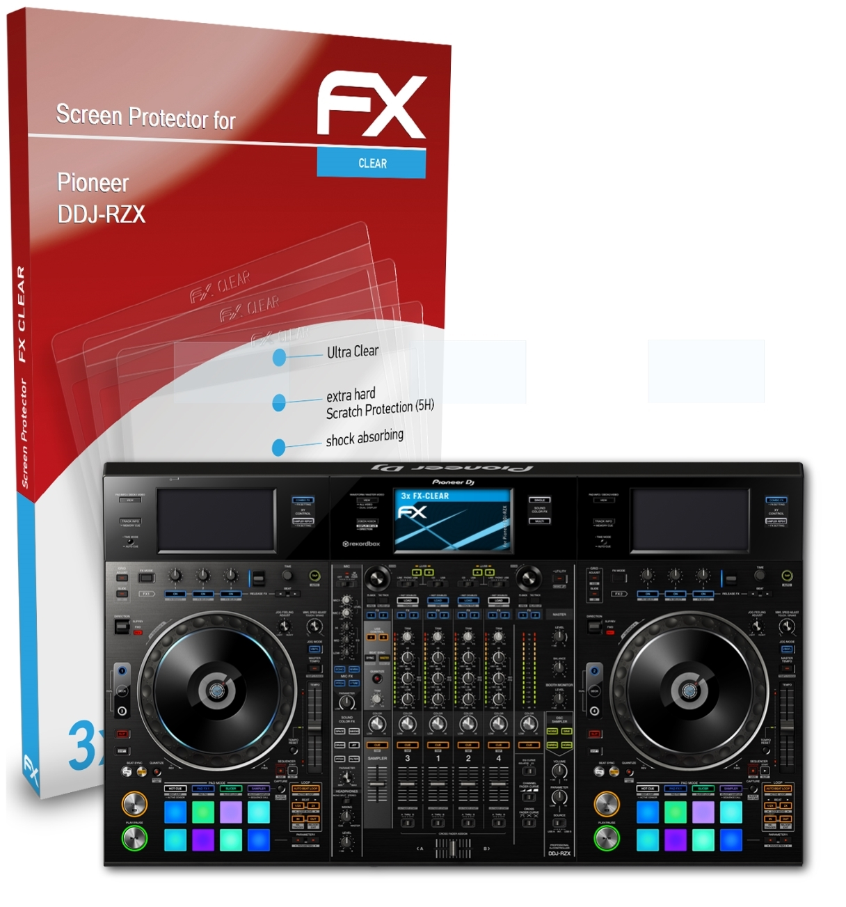 DDJ-RZX) ATFOLIX FX-Clear Pioneer 3x Displayschutz(für