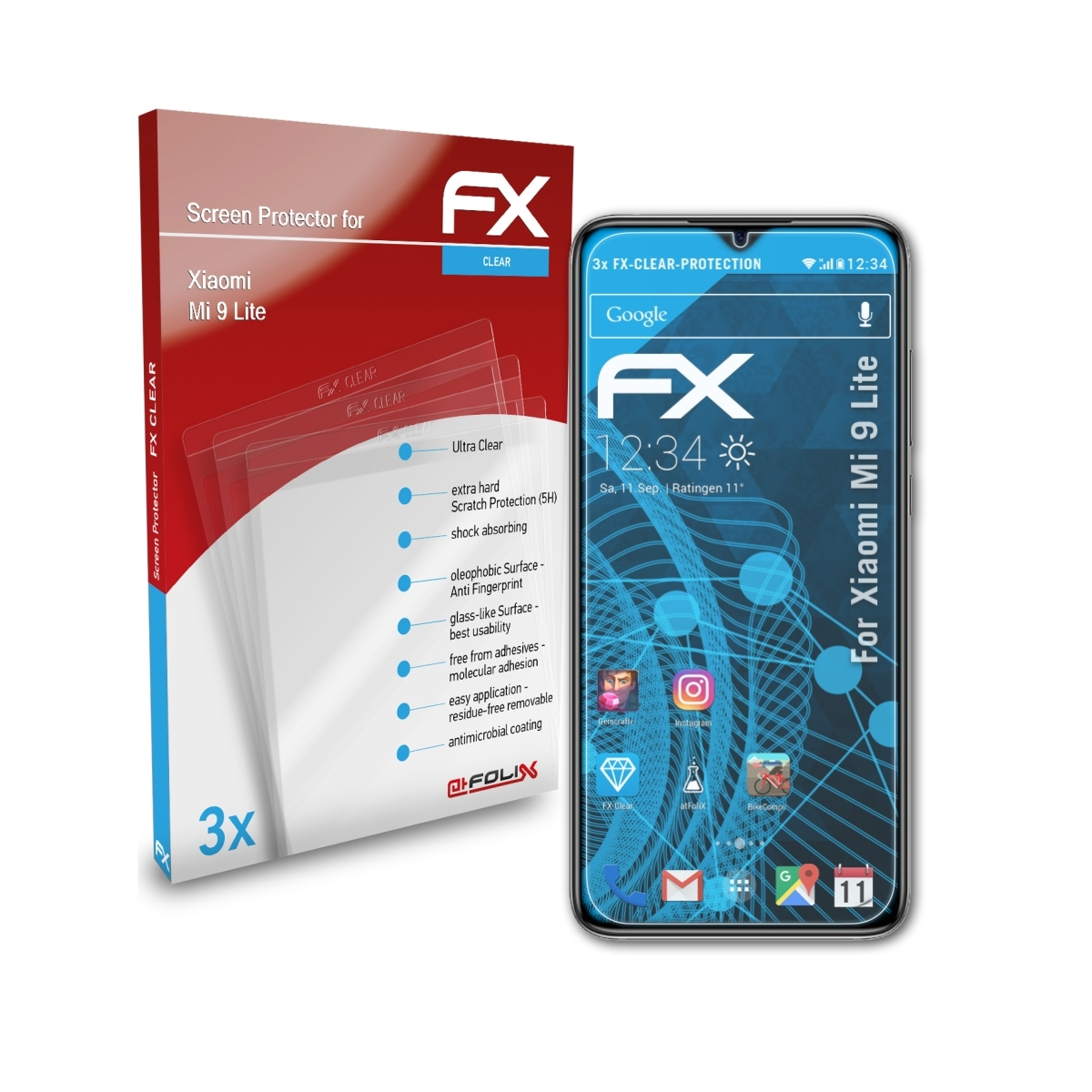 9 Displayschutz(für ATFOLIX 3x Mi Xiaomi Lite) FX-Clear