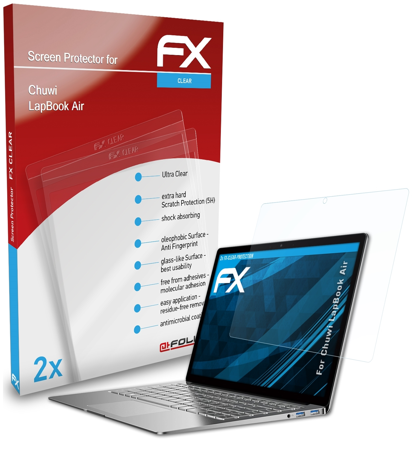 ATFOLIX 2x FX-Clear Displayschutz(für Chuwi Air) LapBook