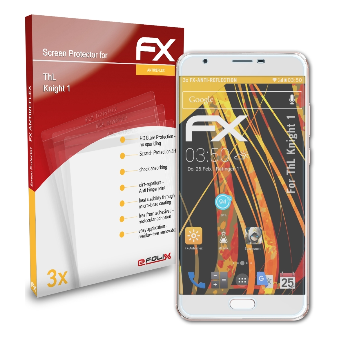 ATFOLIX 3x FX-Antireflex Displayschutz(für ThL Knight 1)