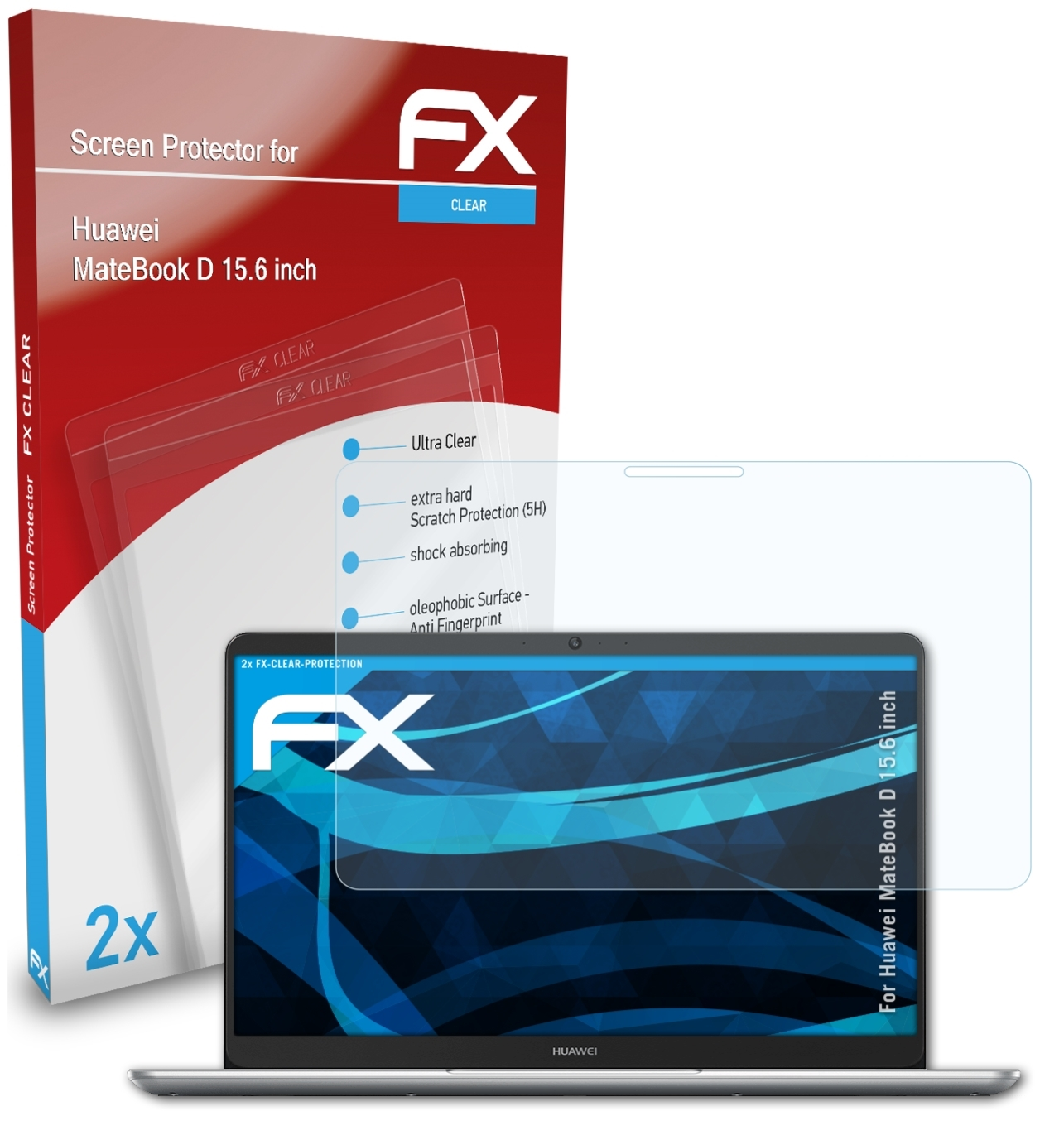 ATFOLIX 2x FX-Clear Displayschutz(für D (15.6 MateBook Huawei inch))