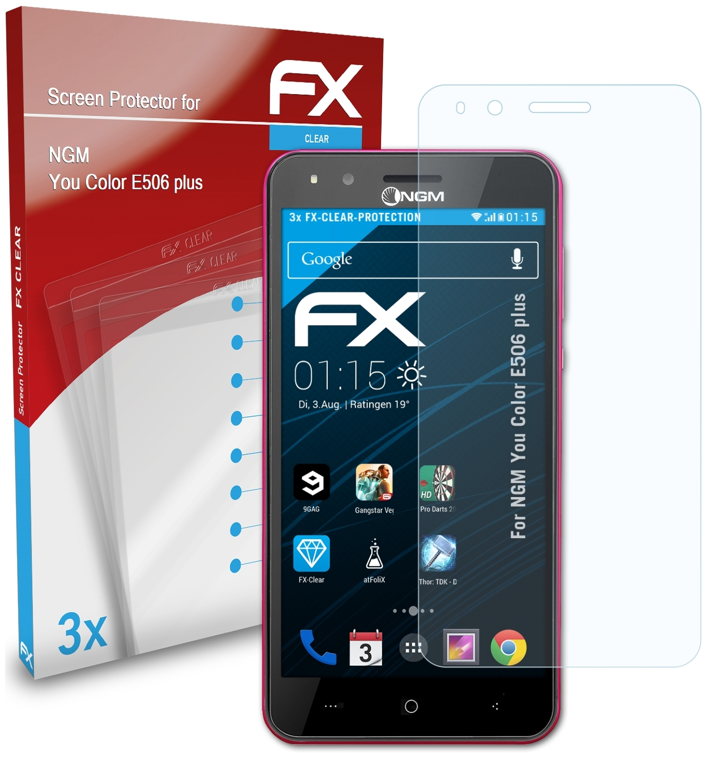 ATFOLIX 3x Color Displayschutz(für E506 FX-Clear NGM You plus)