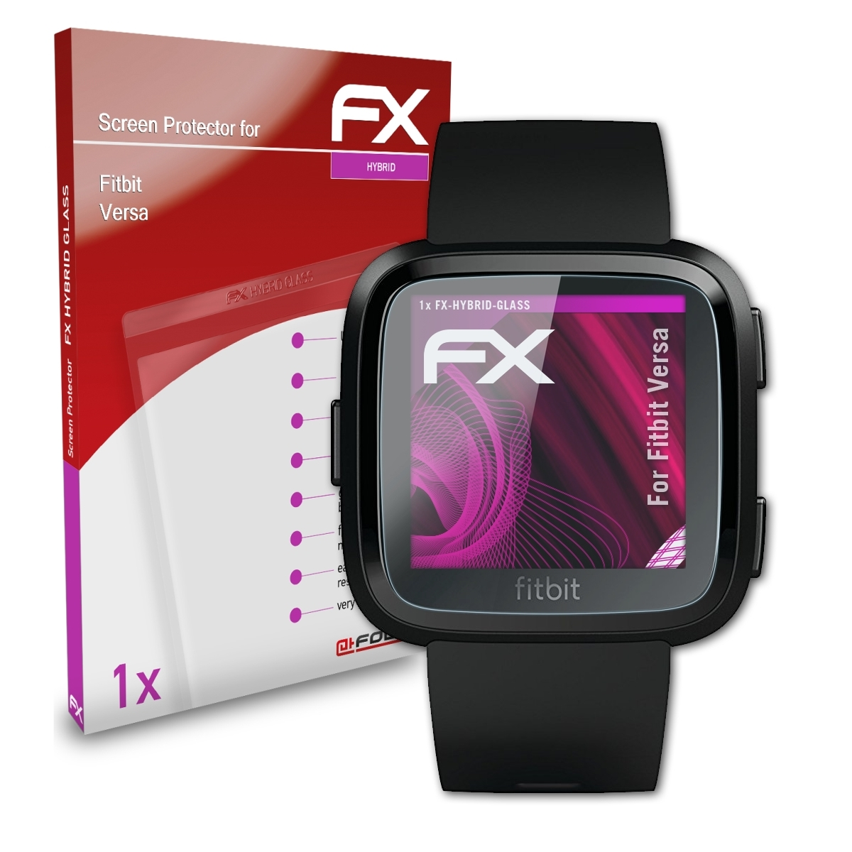 ATFOLIX Schutzglas(für Versa) Fitbit FX-Hybrid-Glass